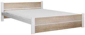 Łóżko IKAROS DOUBLE 120 x 200 cm, biały/dąb sonoma Stelaż: Ze stelażem listwowym rolowanym, Materac: Materac Deluxe 10 cm