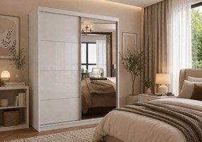 Szafa przesuwna MULTI z lustrem 233 cm biały fronty połysk