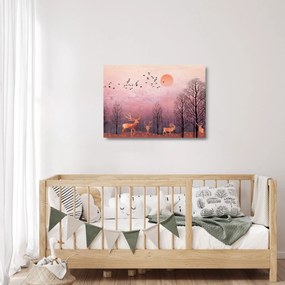 Zdjęcie - Jeleń w blasku zachodzącego słońca (70x50 cm)