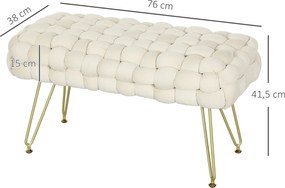 HOMCOM Nowoczesny Puf z Metalowymi Nogami, Miękkim Siedziskiem, do Salonu, Sypialni, Przedpokoju, Kremowy