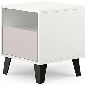 Skandynawski stolik nocny z szufladą biały + kaszmir W0-P34