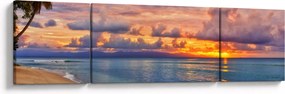 Obraz - Zachód słońca na plaży (170x50 cm)