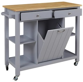 Barek kuchenny na kółkach HALEY - 1 szafka z drzwiczkami i 2 szuflady - Kauczukowiec