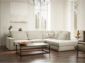 Szarobeżowy narożnik z tkaniny szenilowej (prawostronny/w kształcie litery L) Kirou – Maison de Rêve