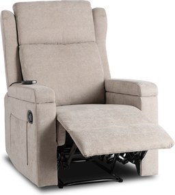 Fotel Masujący SEBASTIAN Rozkładany Wypoczynkowy z Podnóżkiem Beżowy Nowoczesny