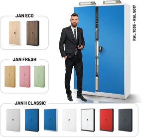 Szafa biurowa na akta szeroka Jan II 115x40x185 cm szary/niebieski