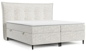 Jasnoszare łóżko boxspring ze schowkiem 140x200 cm Sinai – Maison de Rêve