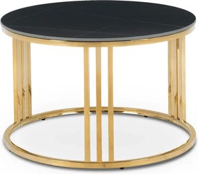 Stolik Kawowy Ceramiczny KORIN 70 cm Czarny Marmur/Złoty Glamour Nowoczesny