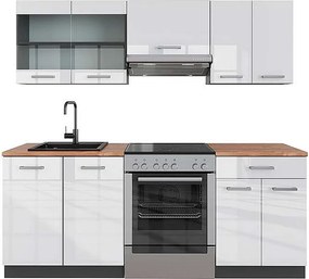 Aneks kuchenny biały wysoki połysk/antracyt 200x60x81.6 r-line