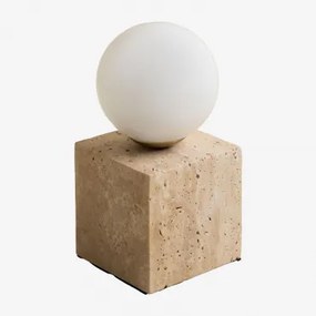 Lampa Stołowa Z Trawertynu Z Kulą Szklaną Davise Trawertyn - Sklum