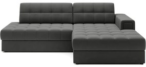 Szarobrązowy aksamitny rozkładany narożnik (prawostronny/z szezlongiem) Blezalt – ELTAP