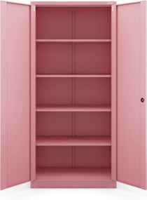 Szafa na dokumenty biurowa metalowa pudrowy róż: Fresh Style JAN H, 900 x 1950 x 400 mm