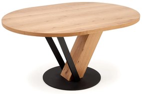 Stół do jadalni okrągły, rozkładany MDF naturalny 120-160/120/78 cm FANIS