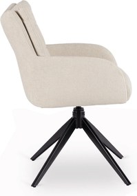 Zestaw Stół Rozkładany IBIZA 160-240 cm Czarny Marmur i 4 Krzesła Tapicerowane JULY Kremowe Nowoczesne