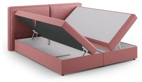 Różowe łóżko boxspring ze schowkiem 160x200 cm Arendal – Cosmopolitan Design