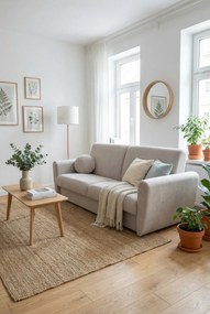 Jasnoszara sofa typu wersalka z poduszkami G7-K53