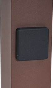 Przemysłowy słupek oświetleniowy zewnętrzny rdzawy brąz z przydymionym szkłem 50 cm z czujnikiem zmierzchu - Dania