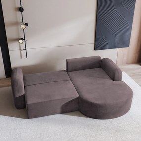 Masseno Narożnik AMILIA z funkcją spania i pojemnikiem na pościel Narozniki L, Rozkładana sofa - Wrzosowy, MONOLITH 62