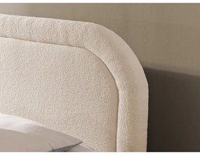 Beżowe łóżko kontynentalne ze schowkiem 180x200 cm Ornes – Ropez