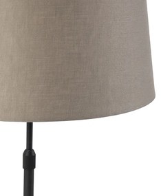 Lampa stołowa regulowana czarna klosz lniany szarobrązowy 35cm - ParteWiejski/ Rustykalny / Vintage Oswietlenie wewnetrzne