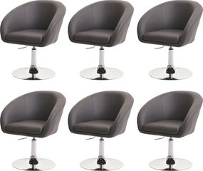 Krzesło do jadalni MCW-F19 (zestaw 6 sztuk),  imitacja skóry, szary