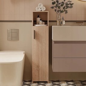 Szafka łazienkowa słupek wąski brązowa drzwi wysoki półki nowoczesna 101cm