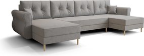PROMOCJA Rozkładany narożnik w kształcie U SILVIANO 300x140 cm, szary + 2 poduszki GRATIS II. jakość