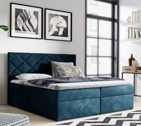 Niebieskie łóżko pikowane z pojemnikiem 5 rozmiarów L7-T55