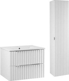 Zestaw Łazienkowy 60cm Ryflowane Fronty Biały Amy Słupek