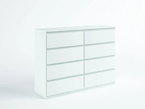 Komoda NUDO - Biały / Front Biały / Mat / 138,5 cm / 8 szuflad