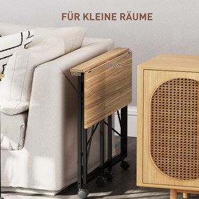 HOMCOM Składane Biurko na Kółkach, Oszczędzające Miejsce, Stal, MDF, Dąb