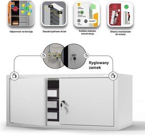 Metalowa nadstawka do szafy biurowej Ewa Compact, kolor biały