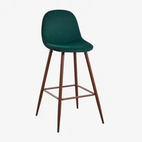 Zestaw 2 Wysokich Stołków Z Aksamitu Glamm Ciemne Drewno & Verde Jungla & ↑75 Cm - Sklum