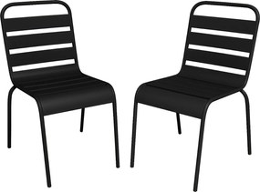Zestaw 2 krzeseł ogrodowych sztaplowanych z metalu - Czarny - MIRMANDE marki MYLIA