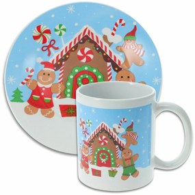 Zestaw kubka i talerzyka z kamionki Pierniczki