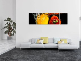 Obraz - papryki w wodzie (170x50 cm)