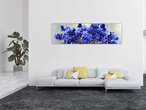 Obraz bukietu niebieskich kwiatów (170x50 cm)