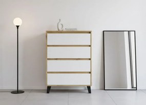 Minimalistyczna komoda na czarnych nóżkach dąb artisan + biały F3-E67