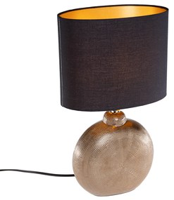 Lampa stołowa rustykalna brązowa z czarną 39 cm - Kygo Rustykalny / Vintage Oswietlenie wewnetrzne