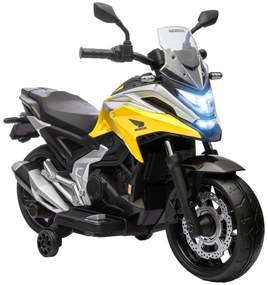 AIYAPLAY Elektryczny motocykl dziecięcy Honda, 3 km/h, muzyka i światła, 3-6 lat, do 30 kg, Żółty