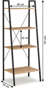 Biblioteka TAYLOR SONOMA 4 półki 147x60 cm, dąb sonoma