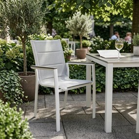 3587W-WH Krzesło Ogrodowe Aluminiowe Białe 56x65x88 cm Komfortowe Wytrzymałe Pianka