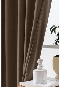 Brązowa zasłona zaciemniająca VELVET 140x270 cm Zawieszanie: Taśma z wiązaniami