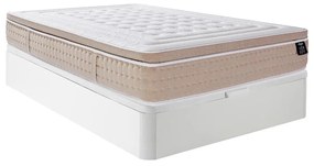 Zestaw 140 x 190 cm stelaż z białą skrzynią + materac hybrydowy z 7-strefowymi sprężynami kieszeniowymi i chłodzącą pianką żelową z pamięcią kształtu grub. 30 cm - NAZILI marki YSMÉE