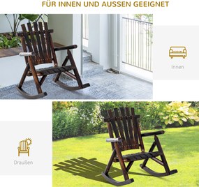 Outsunny Fotel Bujany Ogrodowy z Podłokietnikami Lite Drewno Ciemnobrązowy Wygodny i Stylowy 97x69x93cm | Aosom PL