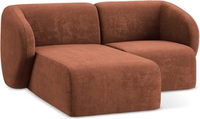 Narożnik z tkaniny szenilowej (lewostronny/z szezlongiem) w kolorze terakoty Lani – Makamii