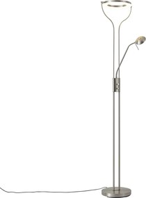 Nowoczesna lampa podłogowa stalowa z ramieniem do czytania w tym LED i ściemniacz - Divo