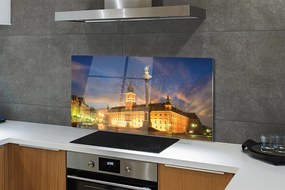 Panel szklany do Kuchni Warszawska Starówka o Zachodzie Słońca