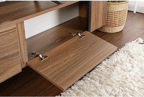 Szafka pod TV w dekorze orzecha w ciemnym naturalnym kolorze 180x50x29,5 cm Serenity – Kalune Design