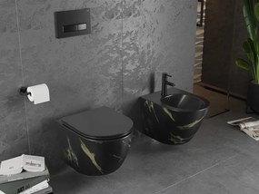 Mexen Lena miska wc Rimless z deską wolnoopadającą slim, duroplast, czarna kamień - 30224098